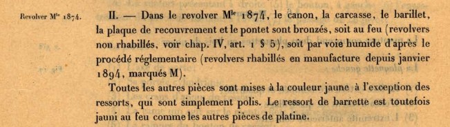 Pièces bronzées et jaunies sur les revolvers modèles 1874 Pièces bronzées et jaunies sur les revolvers modèles 1874