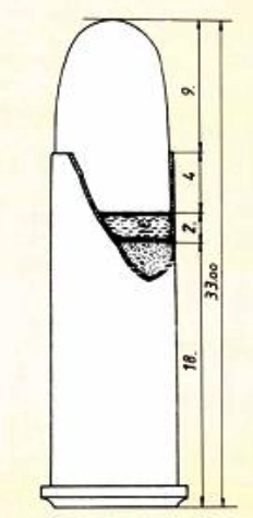 tracé SFM N°10701 de la cartouche de 8mm non réglementaire pour le revolver mle 1887