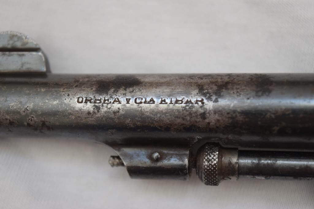 Marquage Orbea y Cia Eibar sur revolver 8mm espagnol