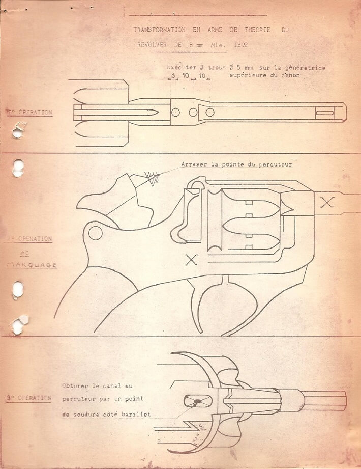 Instruction de 1967 sur la transformation d'un revolver modèle 1892 en arme de théorie