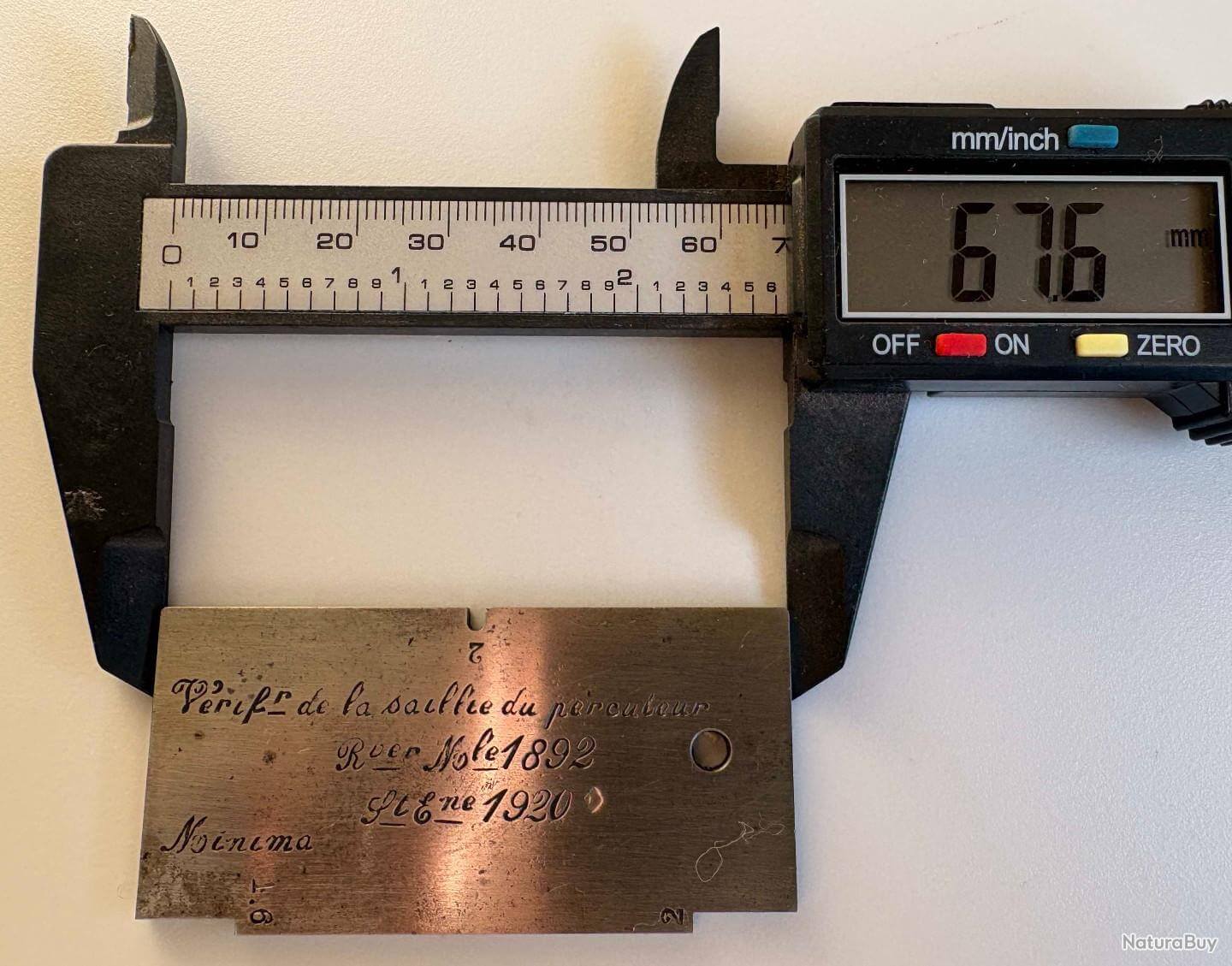 Gabarit vérificateur de la saillie du percuteur du Revolver Mle 1892