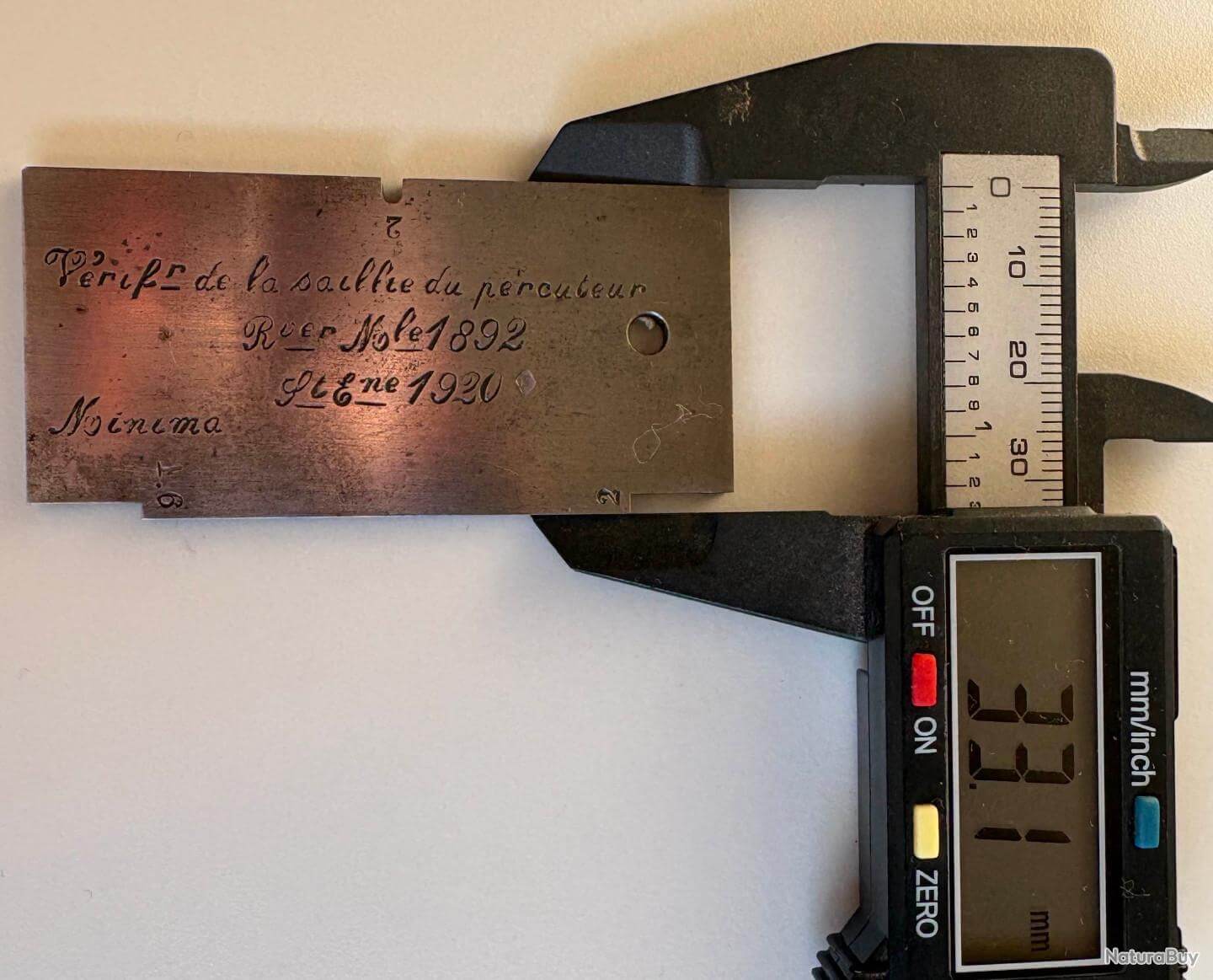 Gabarit vérificateur de la saillie du percuteur du Revolver Mle 1892