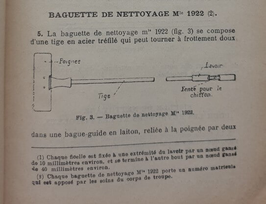 Instructions sur l'armement et le matériel de tir (1932): baguettes de nettoyage revolvers