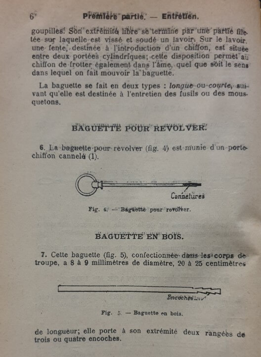 Instructions sur l'armement et le matériel de tir (1932): baguettes de nettoyage revolvers
