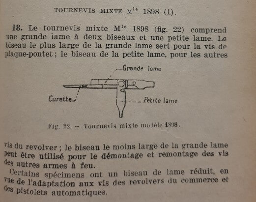 Tournevis mixte modèle 1898, pour revolver modèle 1892