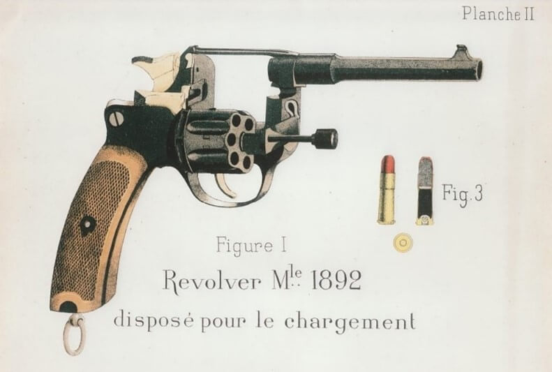 Planche extraite du rapport sur le revolver modèle 1892, par l'Ecole Normale de Tir, du 12 Juillet 1893