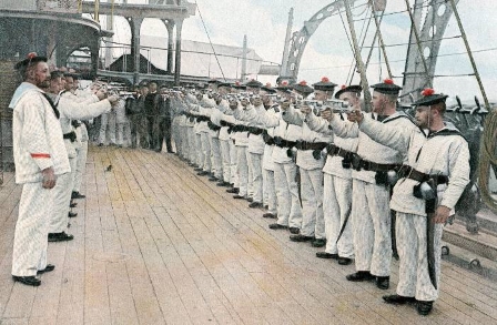 entraînement au tir au revolver mle 1873 de marine