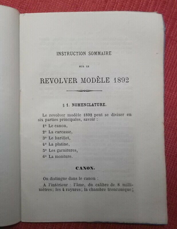 Instruction sommaire sur le Revolver modèle 1892