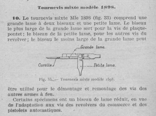 Tournevis mixte modèle 1898 pour revolver 1892