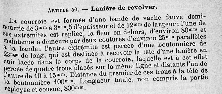 Description de la dragonne en cuir des revolvers modèles 1873 et 1892