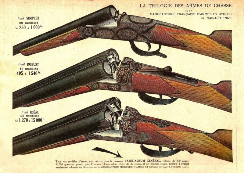 Fusil Simplex, fusil Robust et fusil Idéal, de la manufacture d'Armes et Cycles de Saint Etienne