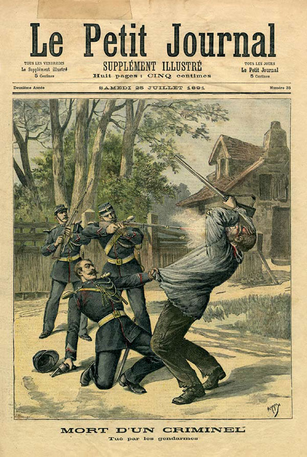 Mort d'un criminel tué par les gendarmes, le Petit Journal, 25 Juillet 1891